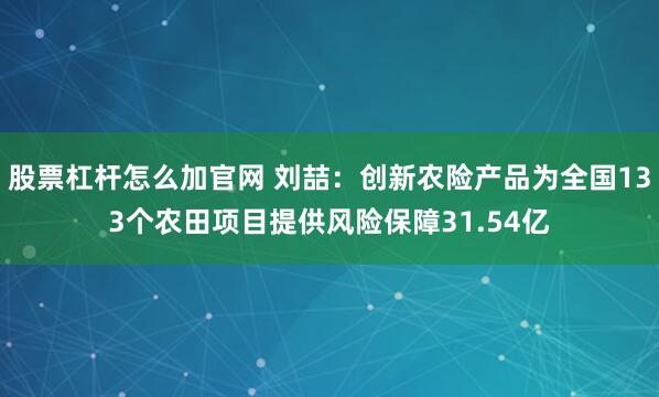 股票杠杆怎么加官网 刘喆:创新农险产品为全国133个农田项目提供风险保障31.54亿