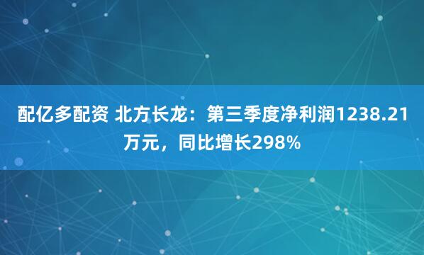 配亿多配资 北方长龙：第三季度净利润1238.21万元，同比增长298%