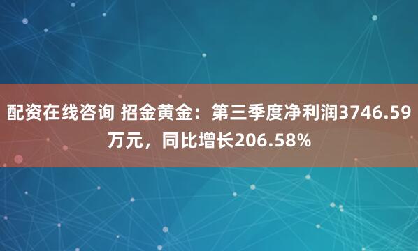 配资在线咨询 招金黄金：第三季度净利润3746.59万元，同比增长206.58%