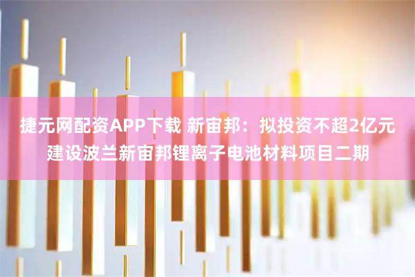 捷元网配资APP下载 新宙邦：拟投资不超2亿元建设波兰新宙邦锂离子电池材料项目二期