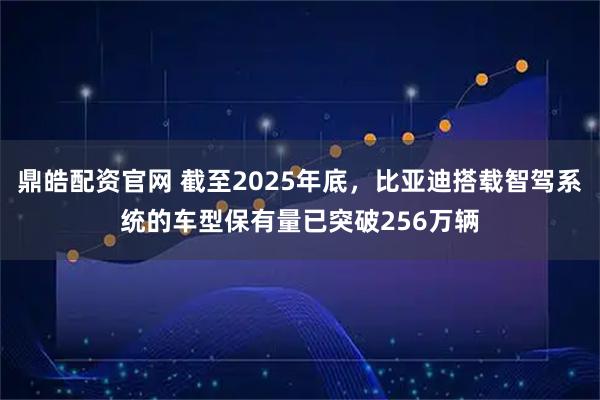 鼎皓配资官网 截至2025年底,比亚迪搭载智驾系统的车型保有量已突破256万辆